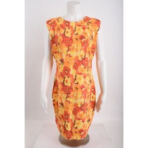 United Colors of Benetton Womens Shift Dress Orange Yellow Floral US M Vintage